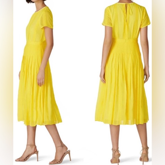 J.Crew ♡ midi dress in embroidered chiffon in bright kiwi yellow - Picture 5 of 11